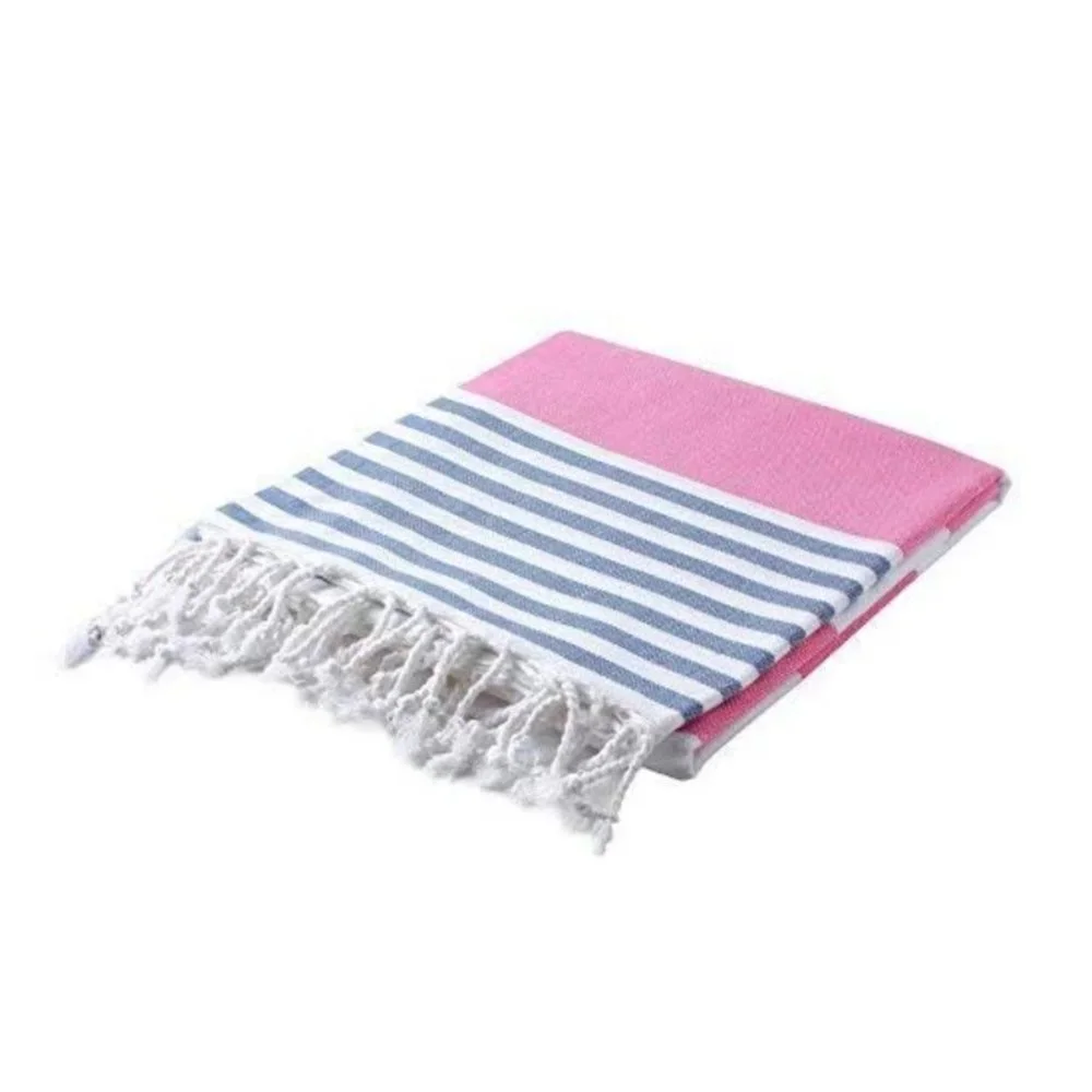 4 Pink Blue Striped 100% Turkish Cotton Beach Bath Towels  Citizens of the Beach